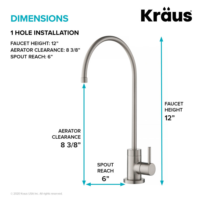 Robinet de cuisine 100% sans plomb Purita, Acier inoxydable