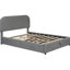 Lit plateforme tapissier avec rangement hydraulique en molleton gris chaud