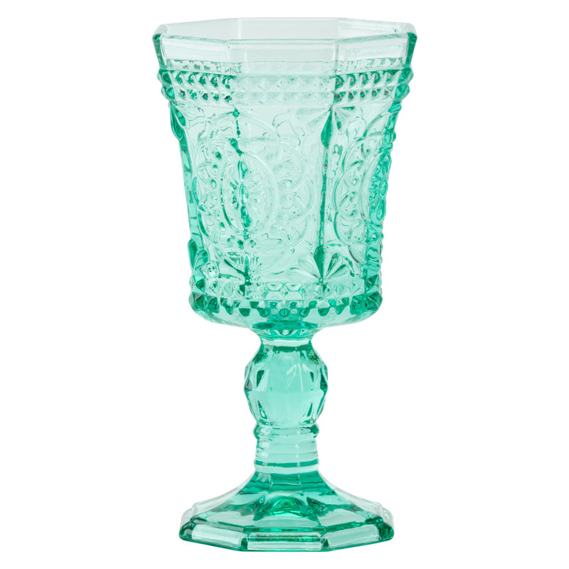 6 pièces 8 oz Hillyer Ensemble de verres à pied en verre, Turquoise