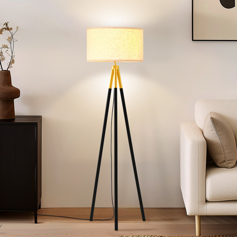 Sophia Smart Black & Gold Tripod LED Floor Lamp for Kids' Rooms