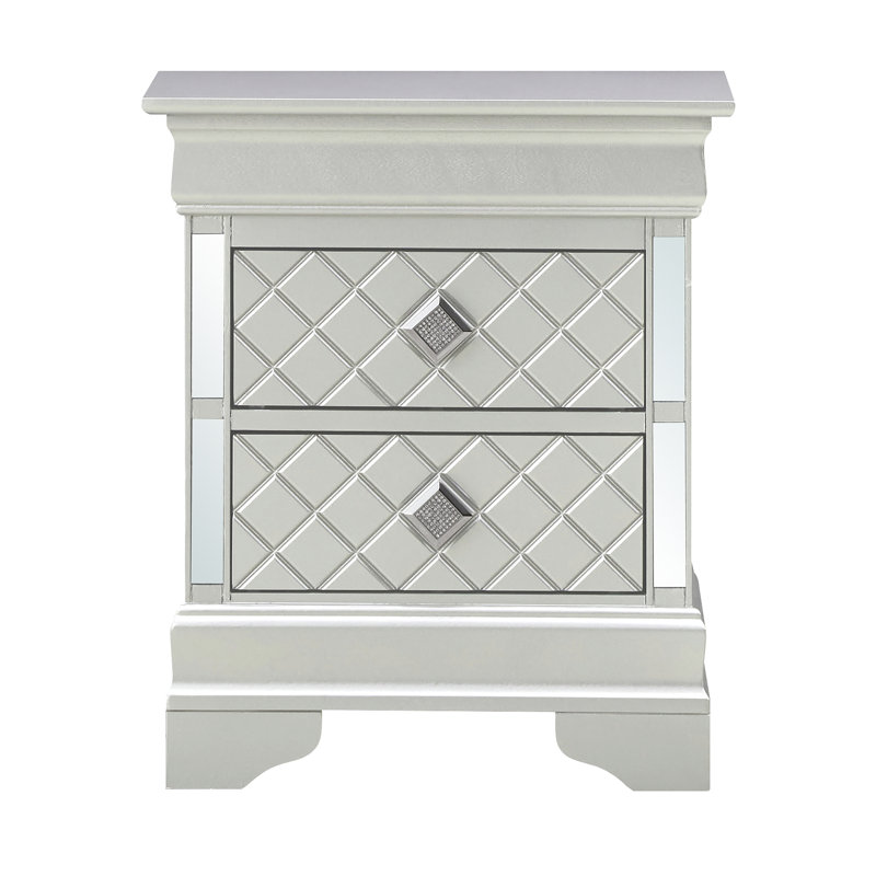 Élégante table de chevet champagne argentée, Gris