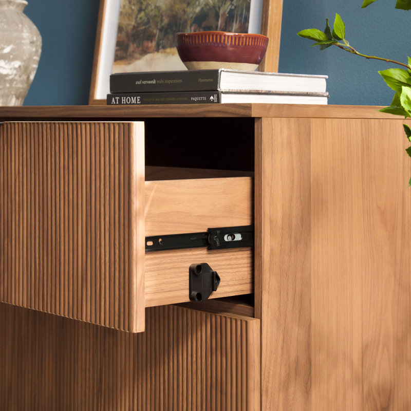 Commode double 6 tiroirs Asho Reeded, Moka