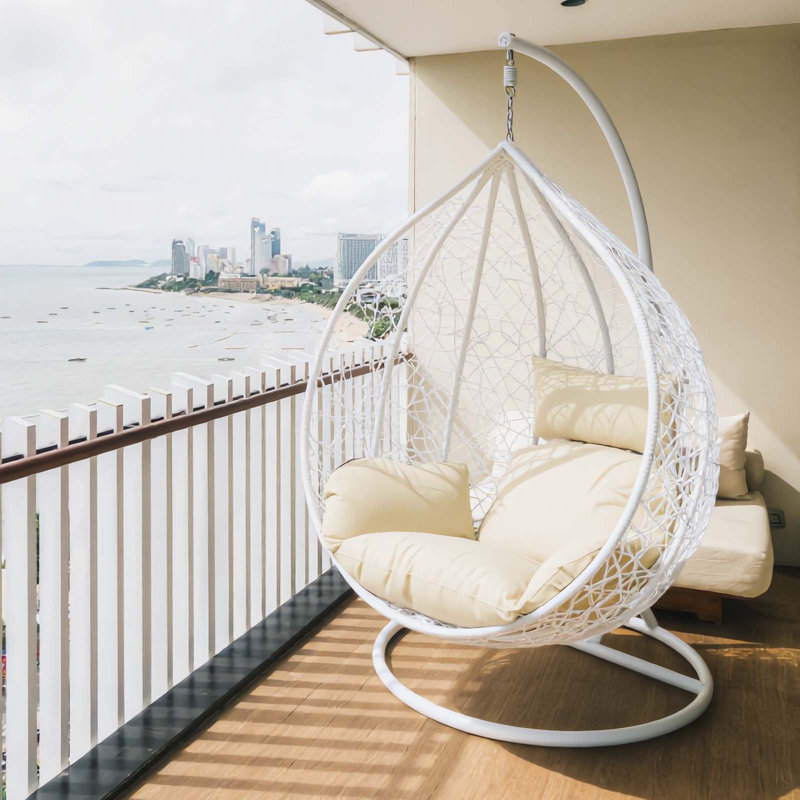 Naperon Garden Swing Chair with Stand, White