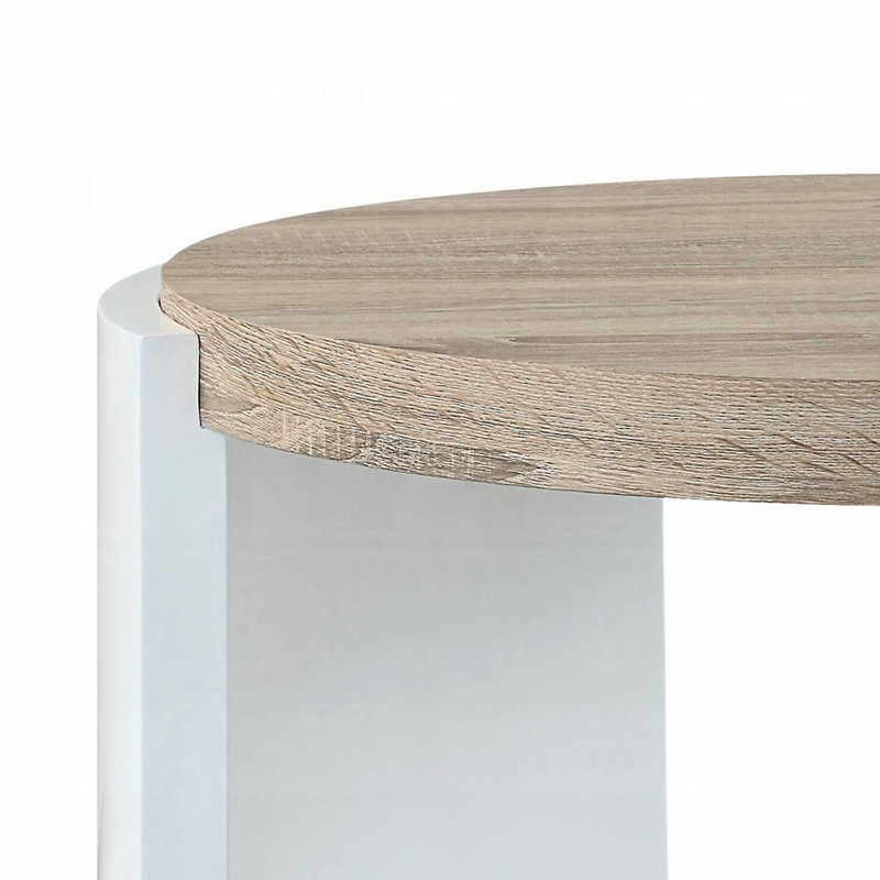 Table de bout élégante avec base de traîneau et chêne brillant - salon chic moderne blanc brillant surface attrayante