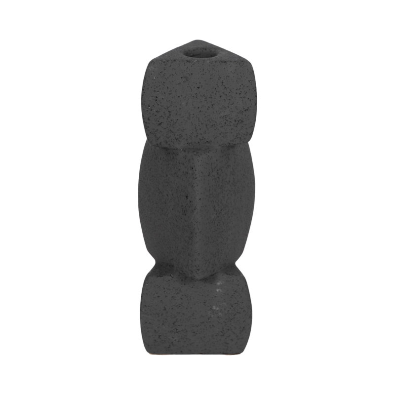 Candlestick Candle Holder, 9" H x 4" W x 4" D, Black