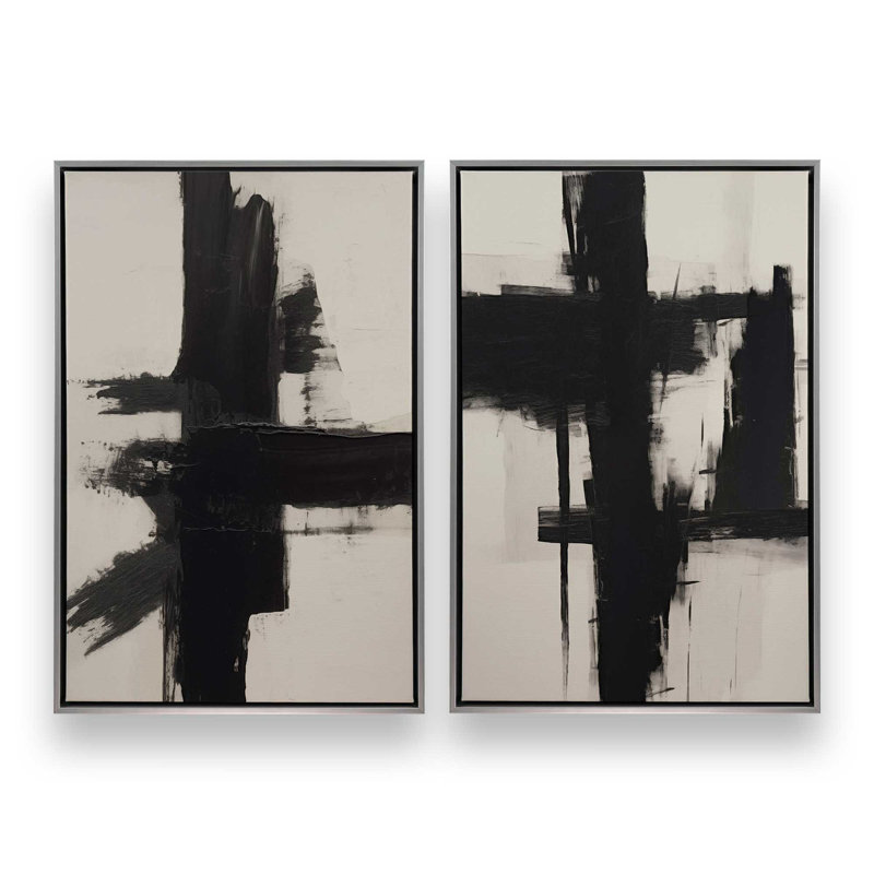 Contrast in Silence, ensemble de 2 impressions sur toile, Cadre flottant en chrome poli, H 12,75 po x l 17,5 po x P 1,75 po