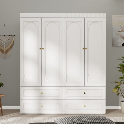 Armoire Wardrobe Closet with 4 Large Drawers And Hidden Storage(Set of 2)