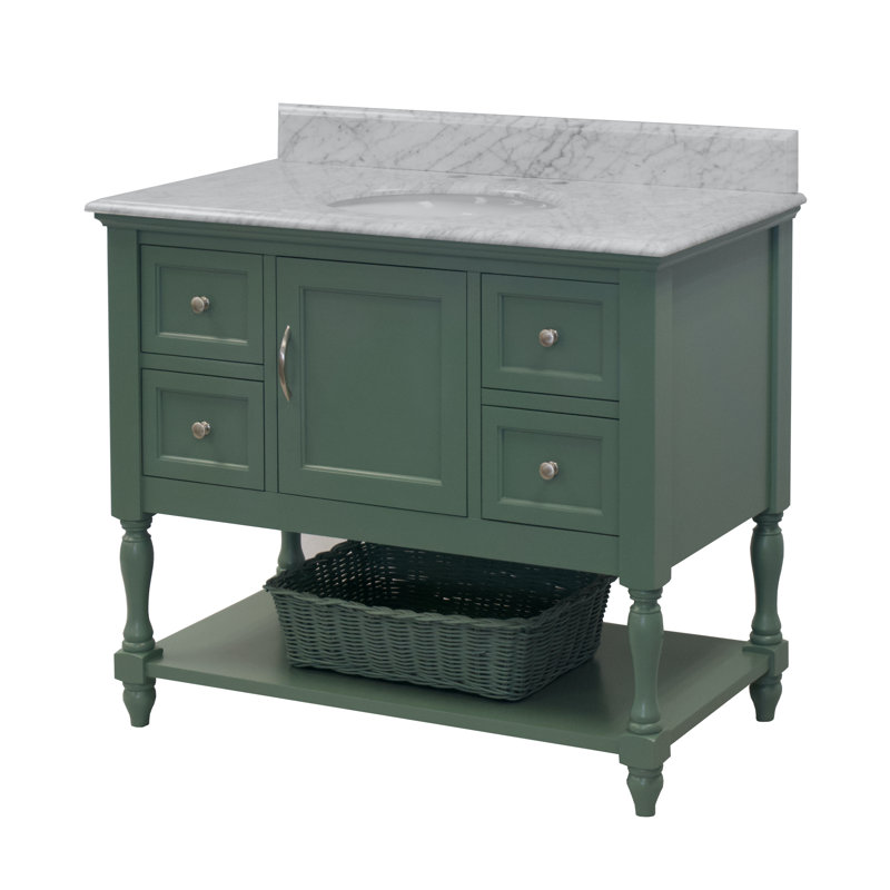 Ensemble de meuble-lavabo simple 42 po Hampton, Marbre de Carrare, Vert sauge
