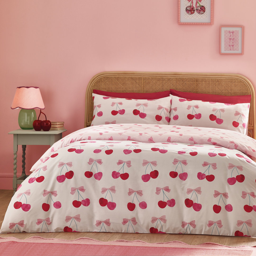 Cherries and Bows Reversible Duvet Cover Set