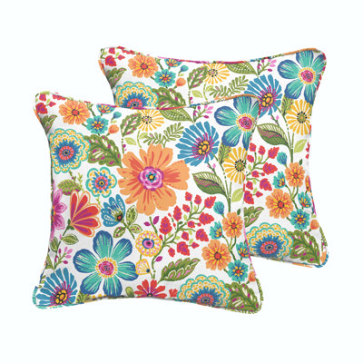 Gabby Piped Indoor / Outdoor Floral Throw Pillow