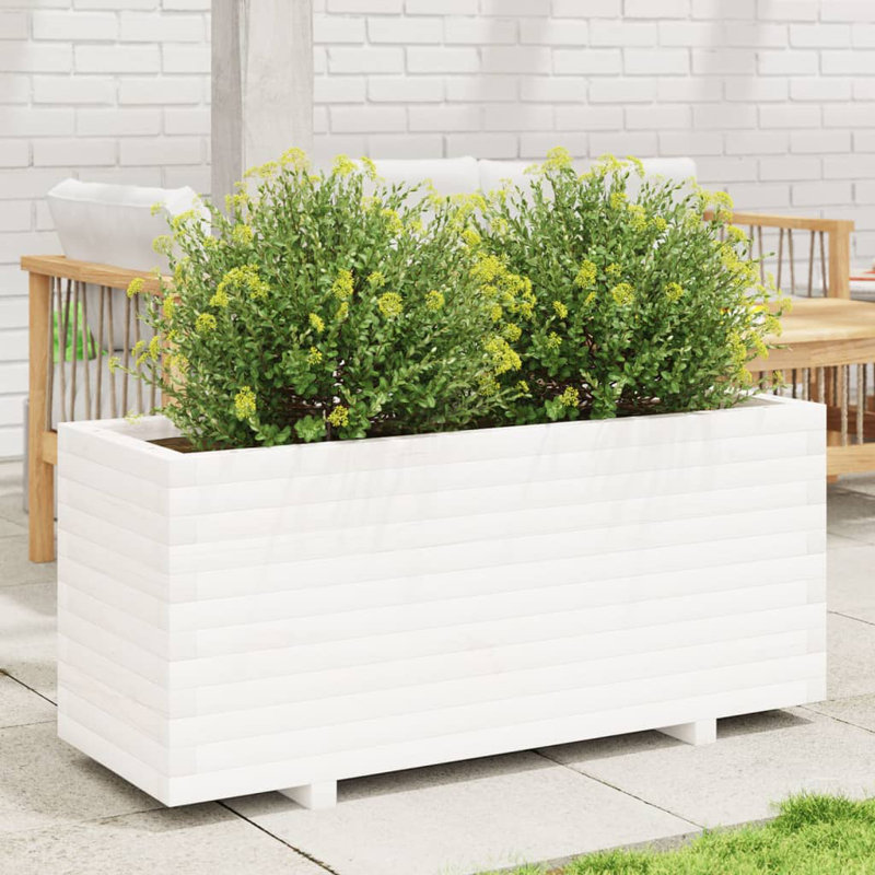 8 Wood Planter, 49.5cm H x 90cm W x 60cm D, White