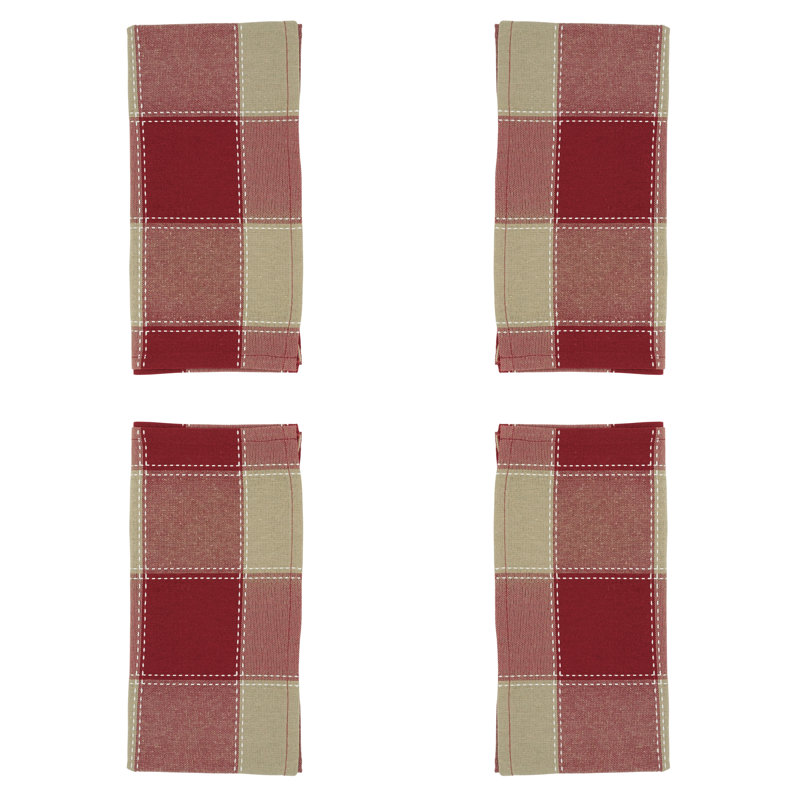 Sam Cotton Plaid Square Napkin, Red