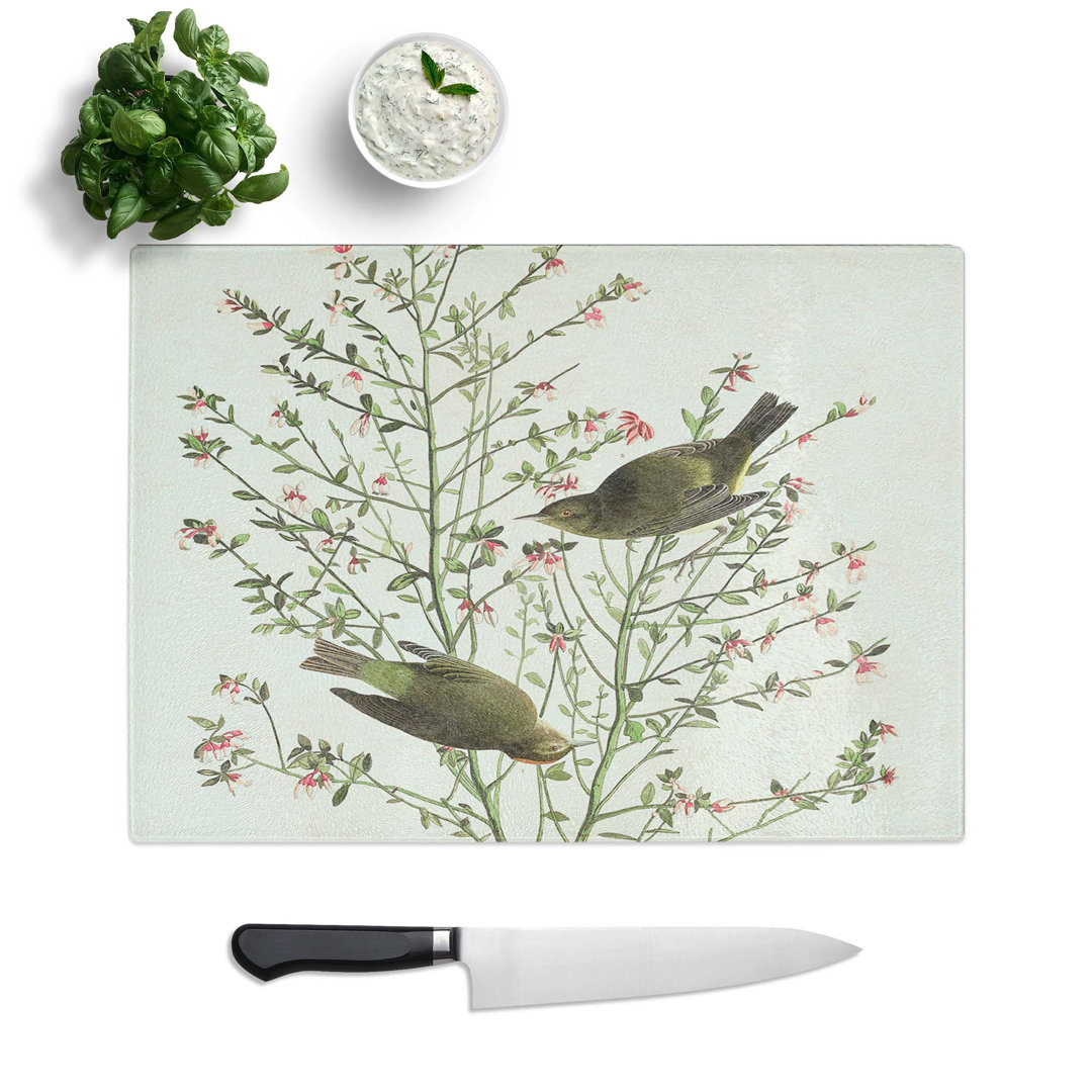 Tempered Glass Crowned Warbler Birds by John James Audubon Chopping Board