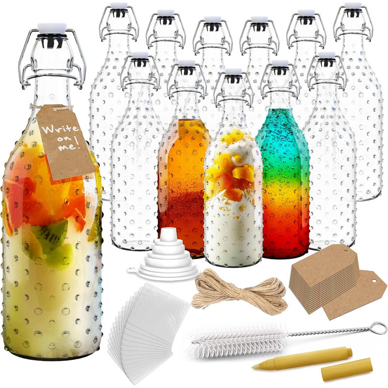 Bouteilles en verre de 500 ml (17 oz) à bouchon mécanique avec couvercle hermétique, à picots (lot de 12)

Bouteille en verre à bouchon à clapet avec couvercle