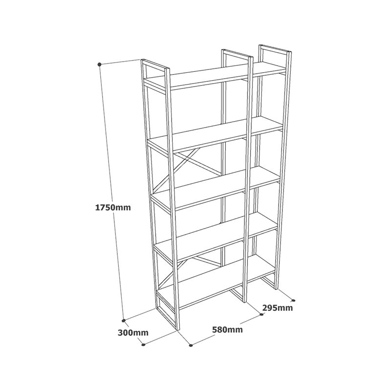 Linton Bookcase, White/Gold