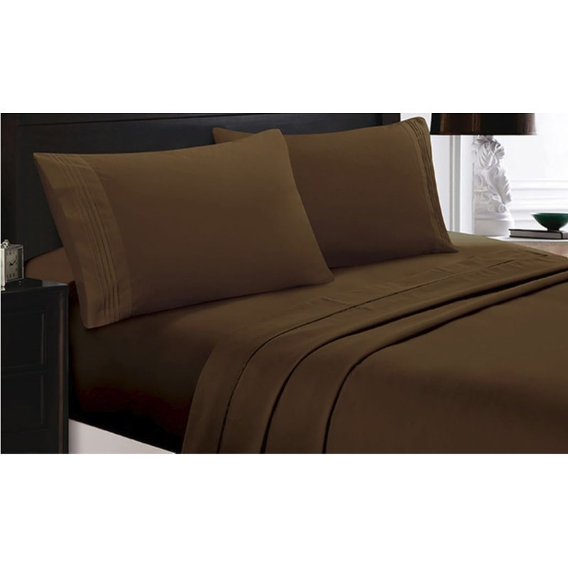 Ensemble de draps en micro-fibre, Ensemble de draps pour lit simple + 1 drap-housse , Marron foncé