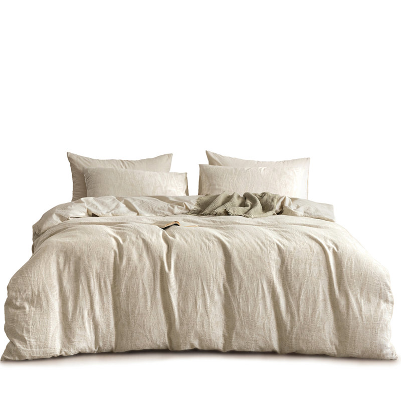 Ensemble de housse de couette en jacquard de coton et lin texturé, King Duvet Cover + 2 King Shams