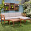 Ensemble de conversation modulaire d'extérieur avec coussins et table basse en bois d'acacia 5 pièces werph