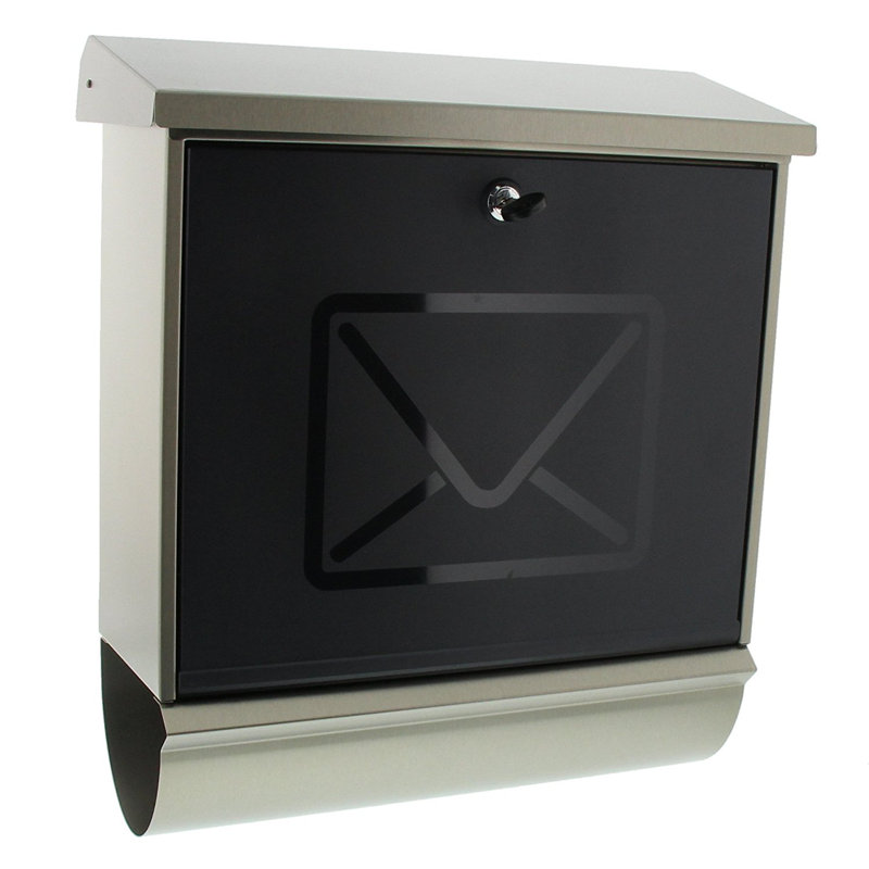 Lucca Stainless Steel Wall Mounted Lockable Weatherproof Post Box & Intergrated Newspaper Holder
