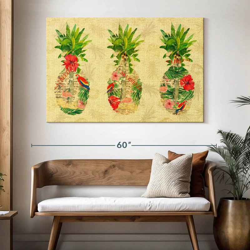 Yarlin Triple Tropical Pineapple Collage, 34" H x 51" W