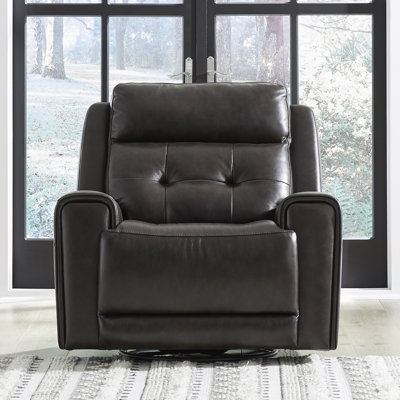 Iavor Swivel Glide Leather Power Recliner