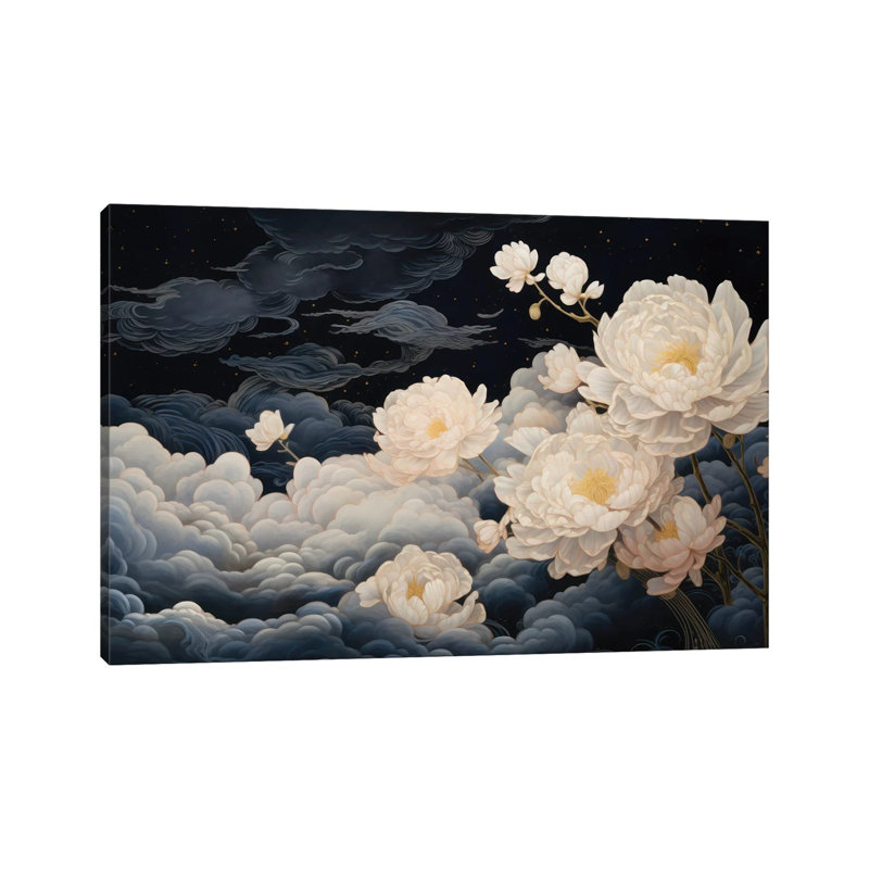 «Ruffled Night Peony», reproduction d'art sur toile tendue