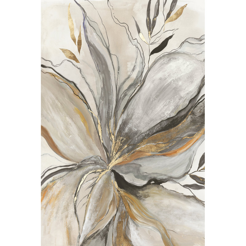 «Gold Char School Flower I» sur toile par Asia Jensen, H 36 po x l 24 po x P 1,25 po