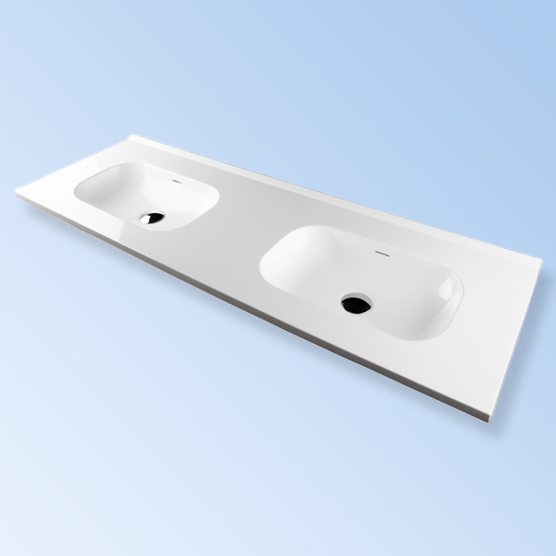 Aquatre 55.88'' W Double Vanity Top, Matte White, Wall Mount