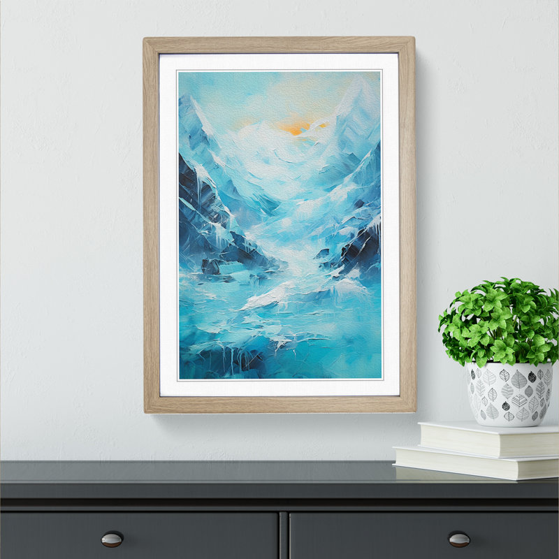 Glacier Action Painting - Framed Print, Oak, 46cm H x 34cm W x 2cm D
