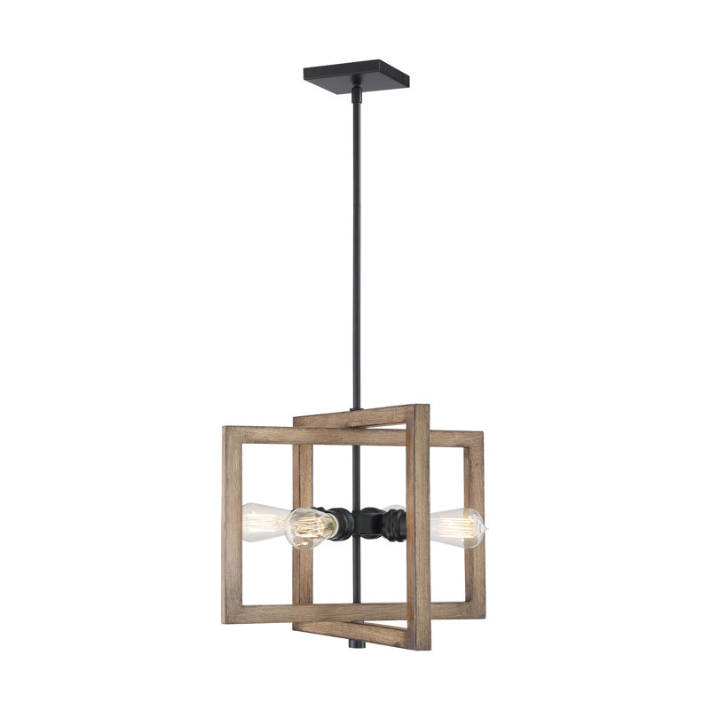 Haddix 4 - Light Dimmable Square / Rectangle Chandelier, 14.25" H x 16" W x 16" D