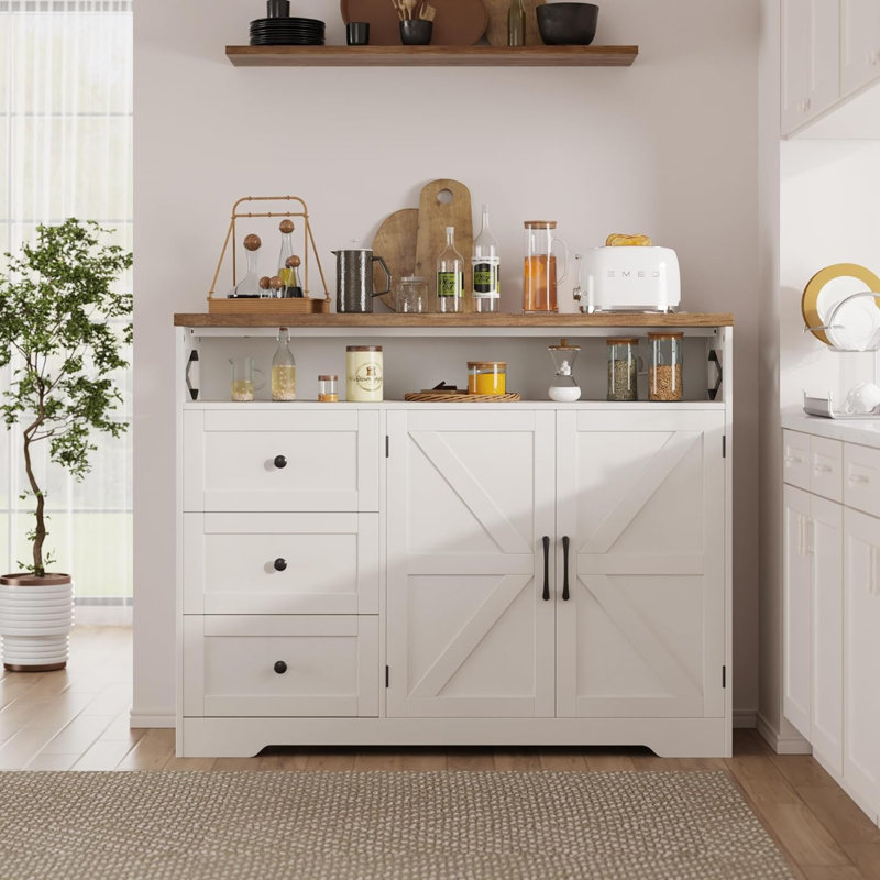 Buffet décoratif Asier, Blanc / brun