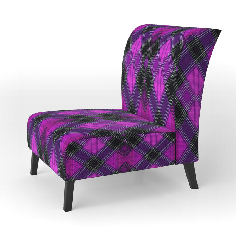 Fauteuil de chambre à carreaux en velours à carreaux, Mauve / Noir