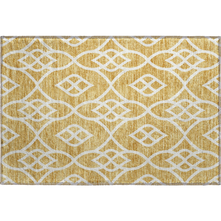 Premium Machine Washable Prisco Gold Rug