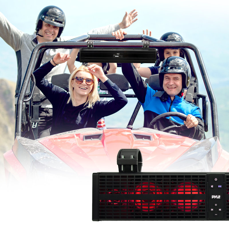 Pyle Marine Amplified Powered Atv/Utv 24" Sound Bar W/Bluetooth 5.0 For Audio, Ipx6 Waterproof & Weatherproof,Class D Stereo Power Amplifier Streaming, Rgb Multicolor Illumination - Pwpsb2402