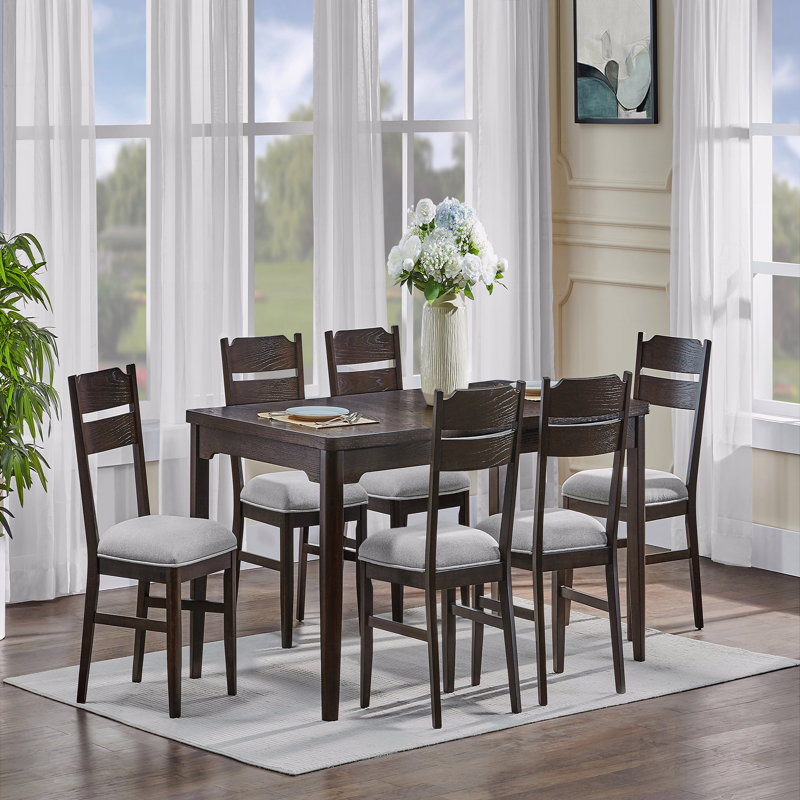 Meuble en bois 7 pièces, 7 pièces : table, 6 chaises