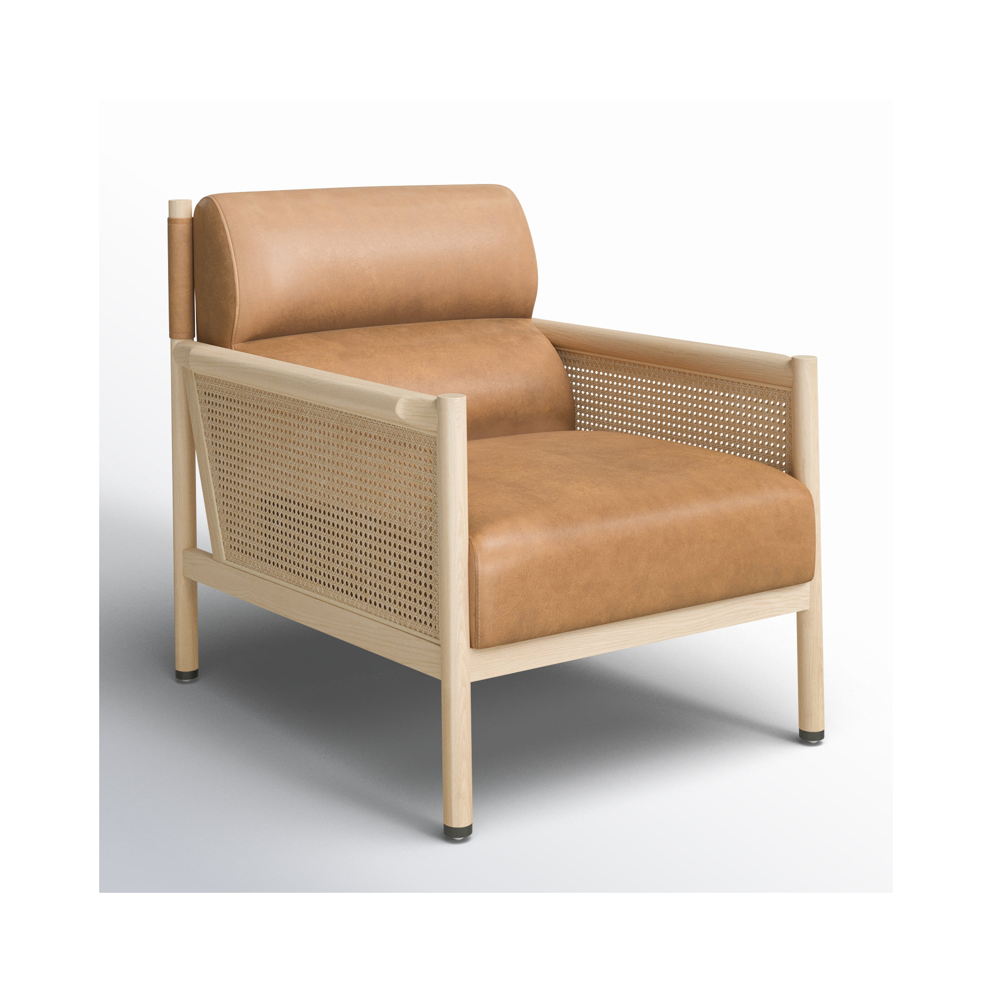 Paralimni Upholstered Armchair, Kennison Cognac Genuine Leather