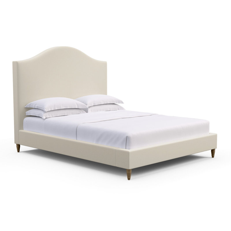 Montague Upholstered Standard Storage Bed, Twin, Box Weave Linen Oyster, Ebony
