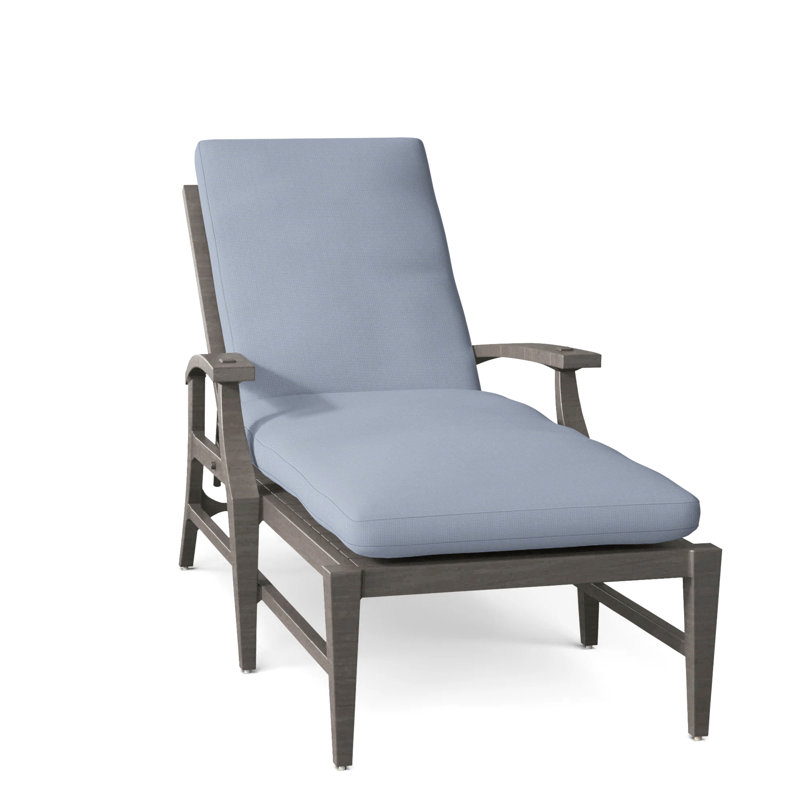 Croquet Aluminum Outdoor Chaise Lounge, No Welt, Slate Gray, Arbor Chambray