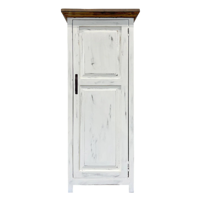 Uller Solid Wood Accent Cabinet, White/Dark Brown