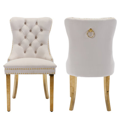 Tufted Velvet Wing Back Side Dining Chairs