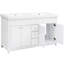 Meuble-lavabo 60 po avec lavabo double en résine, 3 tiroirs et 4 portes (2 avec tablettes doubles), pieds en bois massif, fermeture en douceur