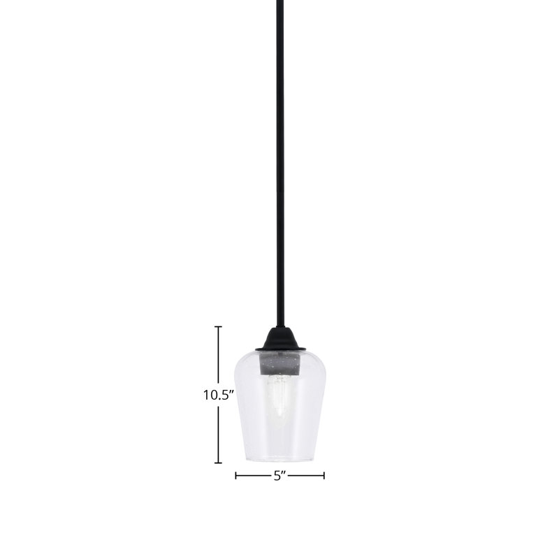 Luminaire suspendu suspendu Paramount, fini noir mat avec verre transparent de 5 po