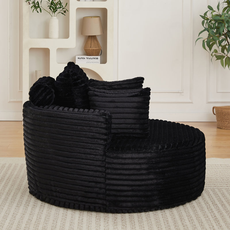 50'' Corduroy Sofa, Black Corduroy, Black