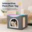Maison de chat pliable en forme de cube avec patin à griffes en sisal et balle de jeu suspendue, lit pour chat intérieur à deux niveaux avec coussin lavable en laine d'agneau, peut supporter jusqu'à 30 lb, plusieurs tailles et couleurs en option-130829254