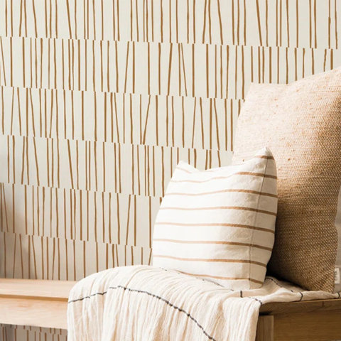Textured wallpaper with vertical stripes.