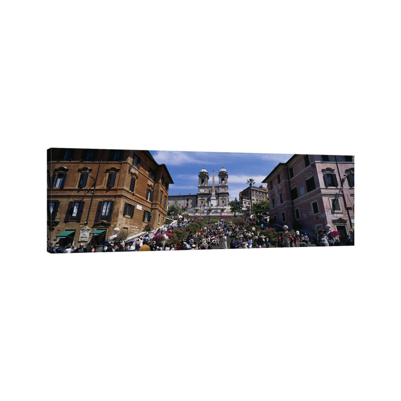 Low Angle View of Tourist on Steps, Spanish Steps, Rome, Italy 1 Piece Wrapped Canvas Panoramic Wall Art