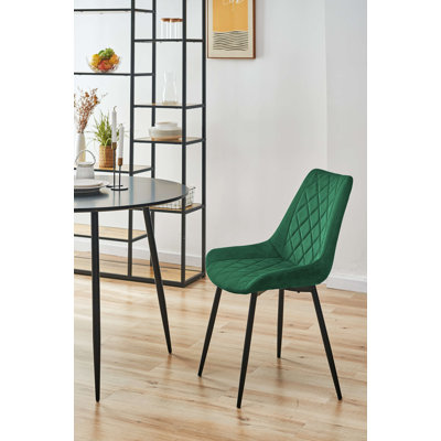 Montegut 46cm H Tufted Velvet Upholstered Upholstered Back Side Chair in Green