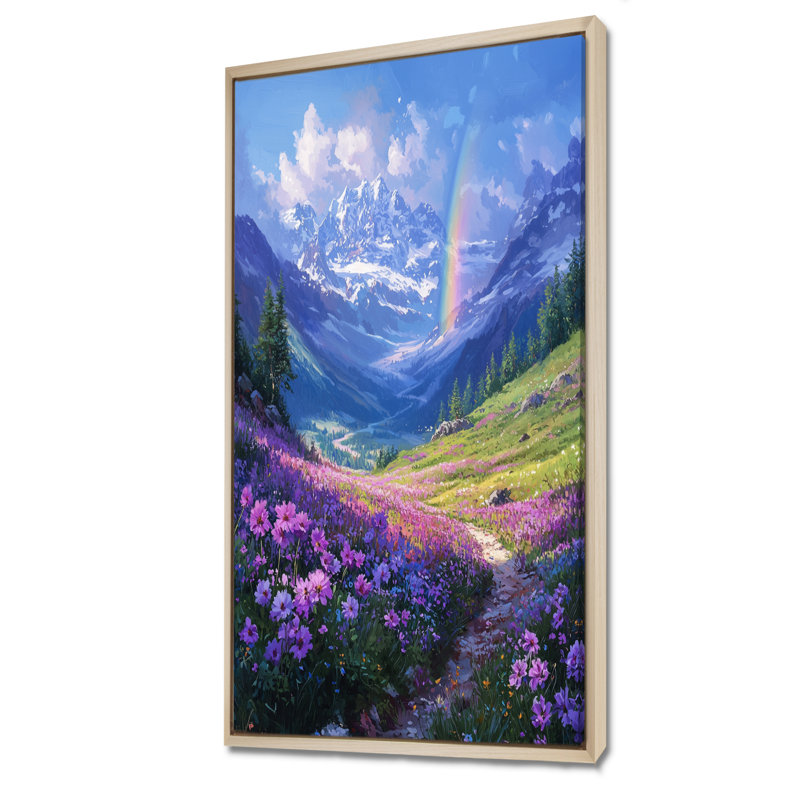 Rainbow in the Alpine Meadows II - Rainbow, reproduction d'art sur toile encadrée, H 60 po x l 28 po, Crème, crème