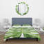 Green/White Microfiber Duvet Cover Set-66391402