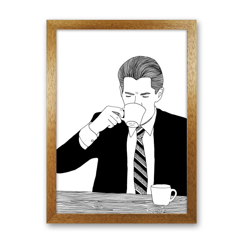 Agent Cooper by Carissa Tanton - Print, 46cm H x 34cm W x 3cm D, Oak Framed